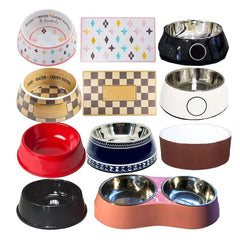Luxury Stainless Steel Dog Bowls Non Slip Designer Pet Food Water Feeder Set Pet Bowls With Placemat - Wize - Z