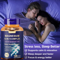 Mag Glycinate 12-in-1 Complex w/ Citrate, Malate, Carbonate - 120 Caps - Wize-Z