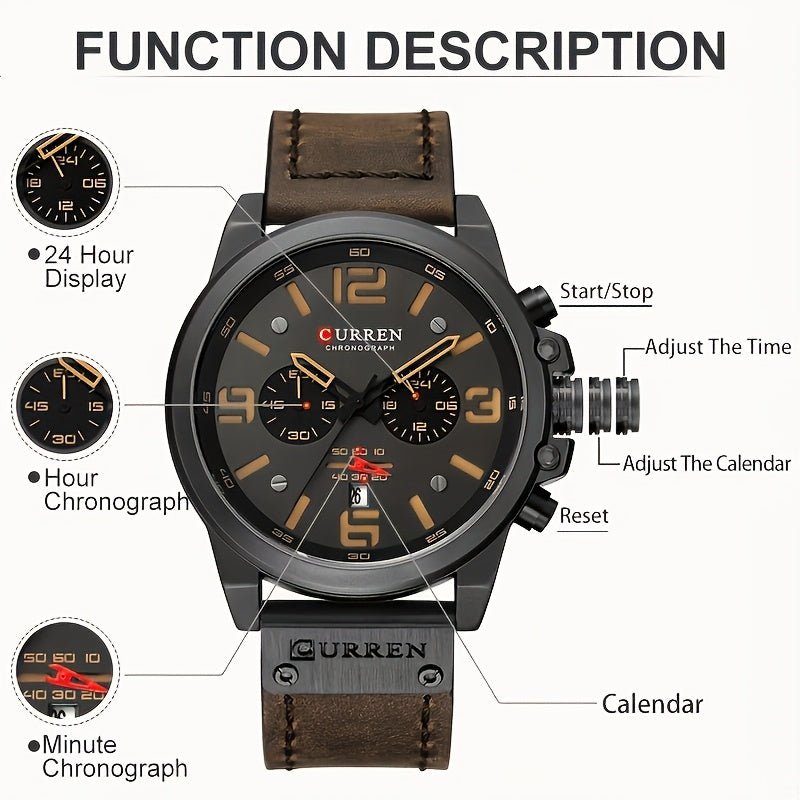 Men's Casual Sports Watch with Multifunctional Timer and Calendar - Wize - Z