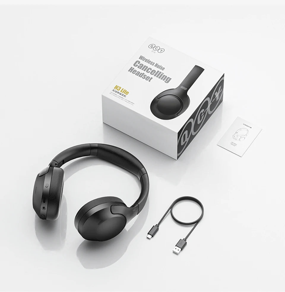 QCY H3 Lite ANC Wireless/Wired Headphones Bluetooth 5.3 Foldable Over Ear Headset HIFI Sound 60H Playtime Earphones Dual Connect - Wize - Z