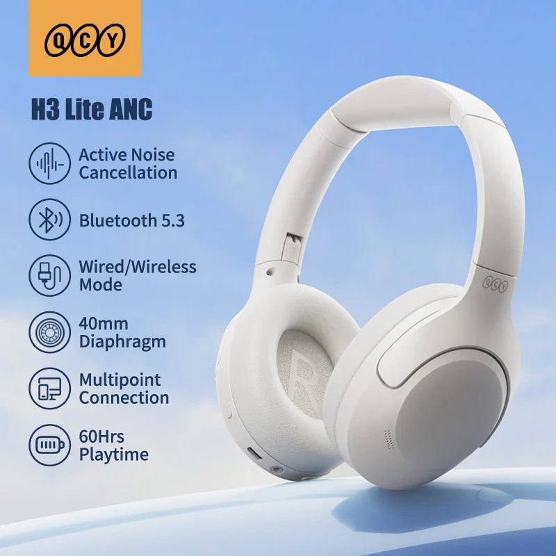 QCY H3 Lite ANC Wireless/Wired Headphones Bluetooth 5.3 Foldable Over Ear Headset HIFI Sound 60H Playtime Earphones Dual Connect - Wize - Z