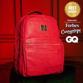Red Leather Commuter Bag - Wize - Z