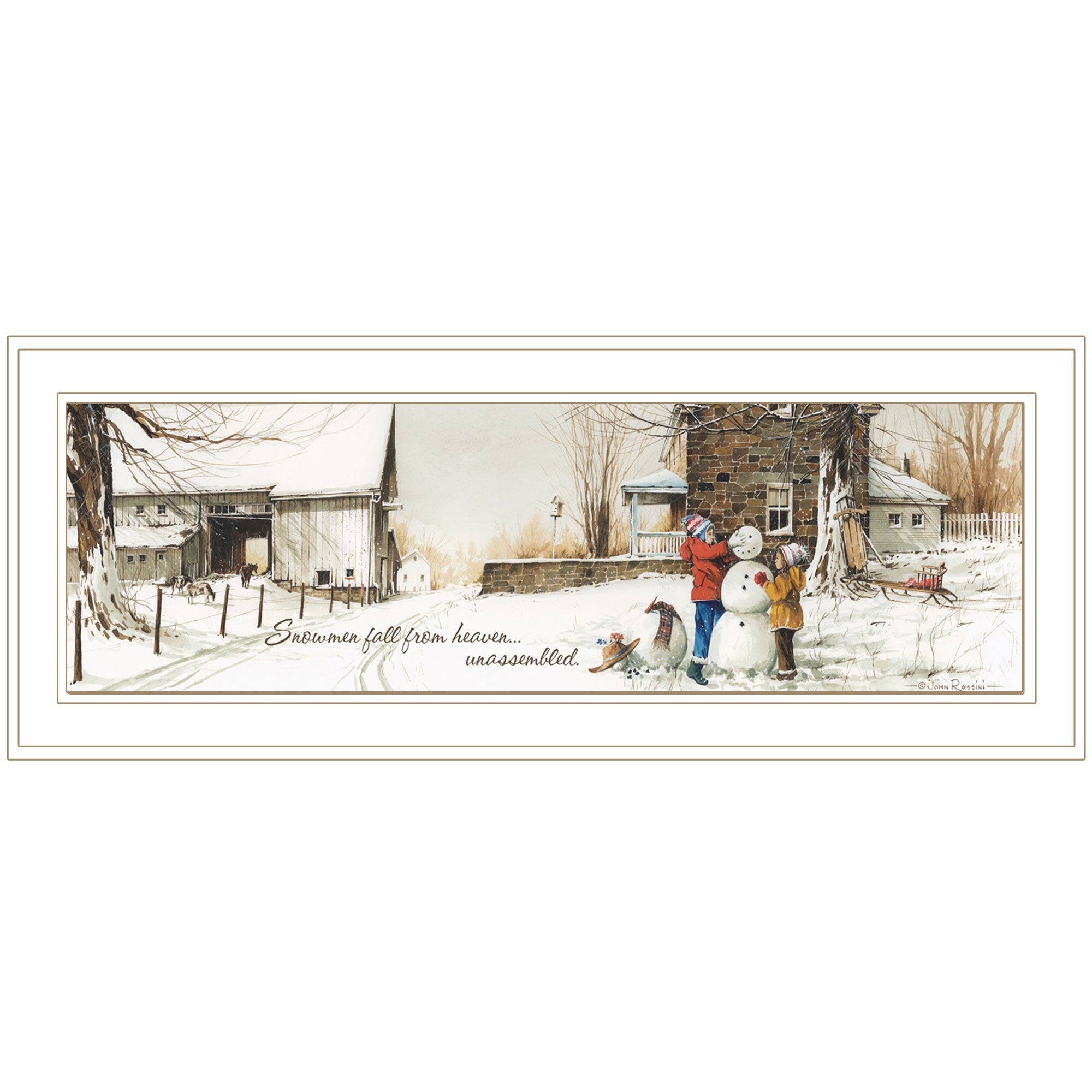 Snowmen from Heaven 2 White Framed Print Wall Art - Wize - Z