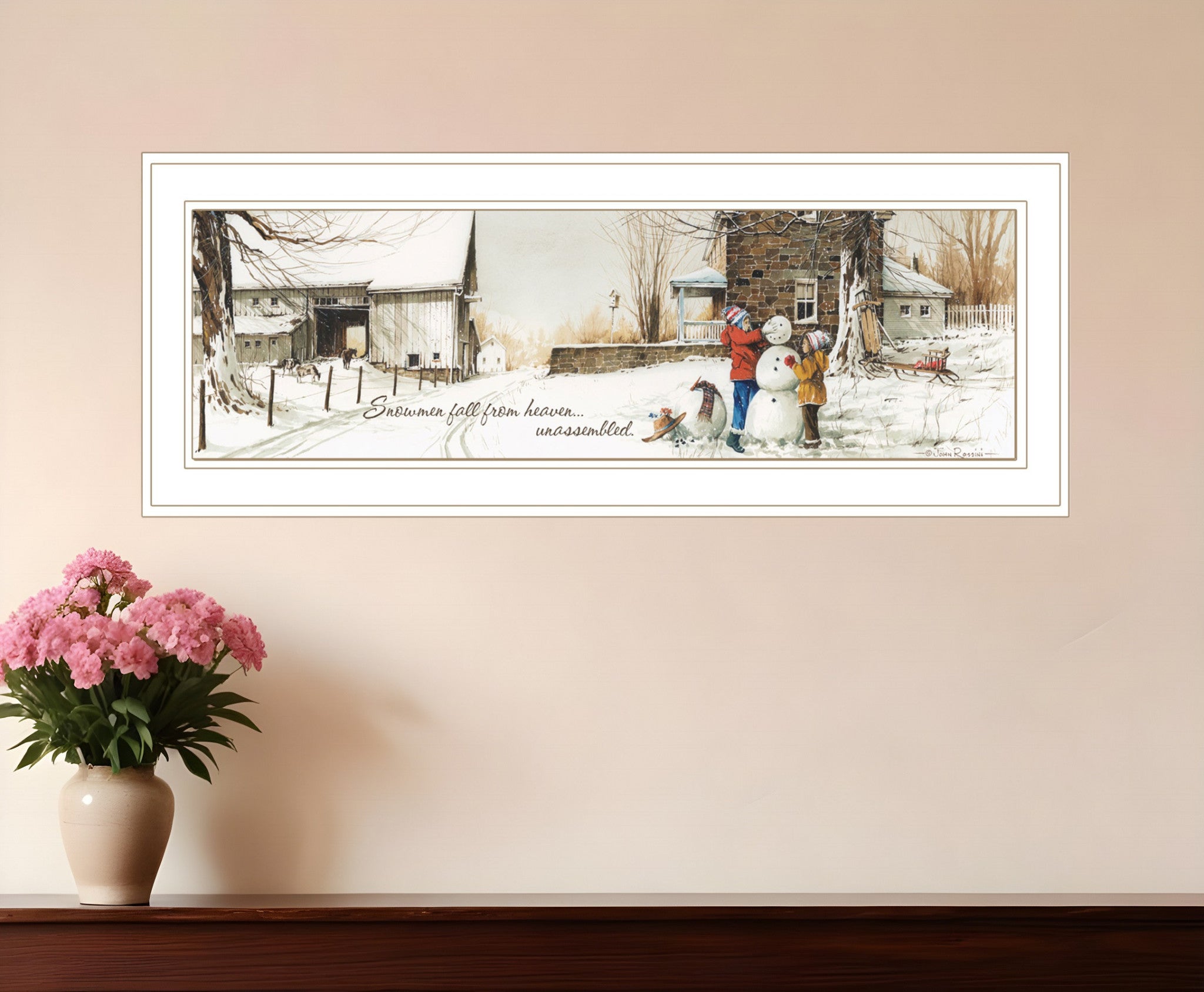 Snowmen from Heaven 2 White Framed Print Wall Art - Wize - Z