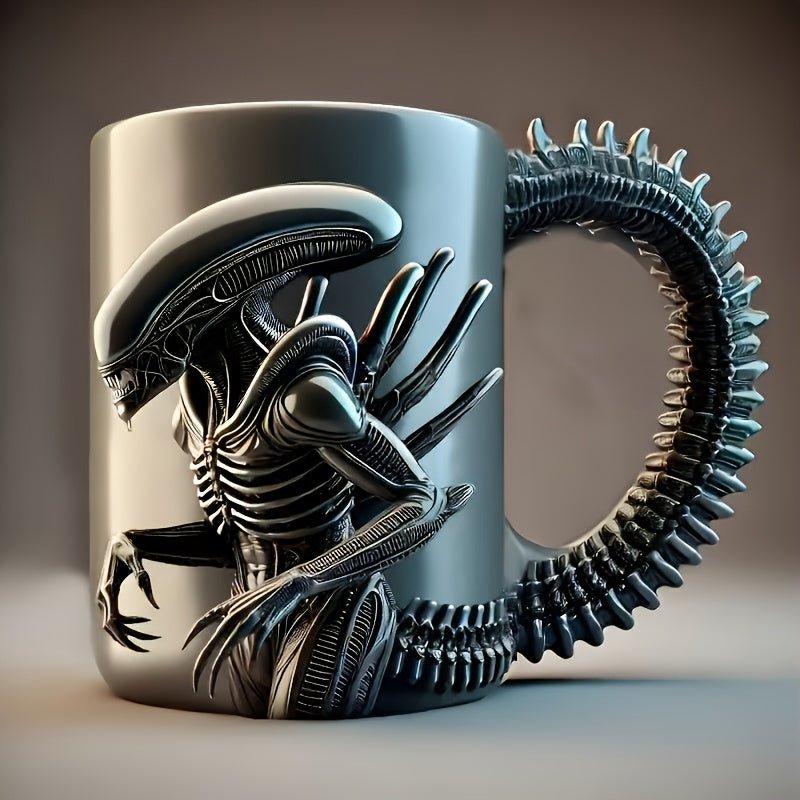 Alien-Themed Stainless Steel Tumbler – Skull & Skeletal Design, Ideal Gift for Sci-Fi Fans, Multipurpose Cup - Wize-Z