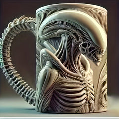 Alien-Themed Stainless Steel Tumbler – Skull & Skeletal Design, Ideal Gift for Sci-Fi Fans, Multipurpose Cup - Wize-Z