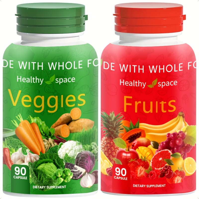 Superfood Fruit & Veggie Capsules - Complete Food Supplement for All - 90 Fruit + 90 Veg Capsules - Wize-Z