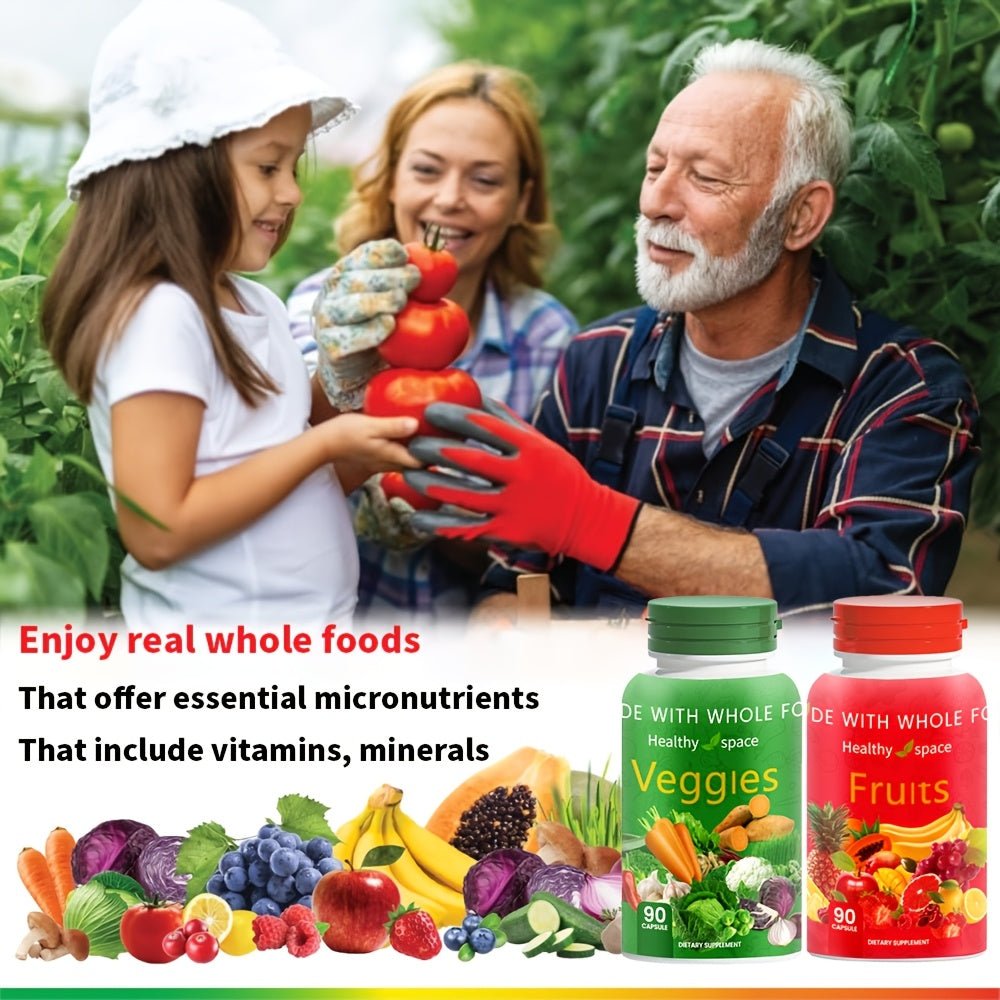 Superfood Fruit & Veggie Capsules - Complete Food Supplement for All - 90 Fruit + 90 Veg Capsules - Wize-Z