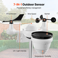 VEVOR 7 - in - 1 Solar - Powered Wi - Fi Weather Station 7" TFT with Outdoor Sensor - Wize - Z