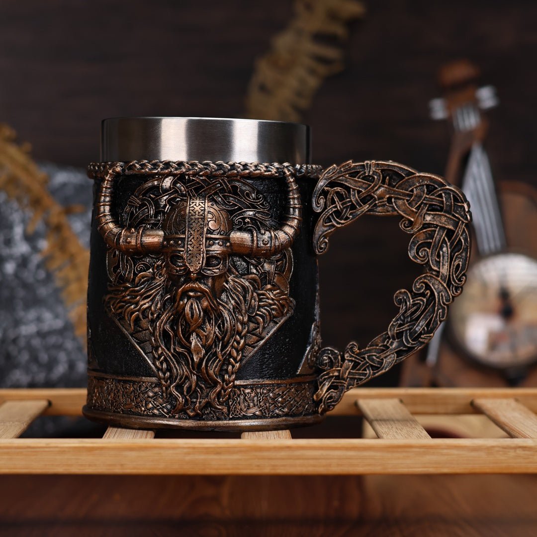 Viking Vintage Stainless Steel Mug – Durable Coffee & Milk Cup - Wize - Z