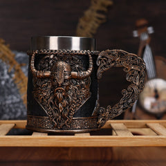 Viking Vintage Stainless Steel Mug – Durable Coffee & Milk Cup - Wize - Z