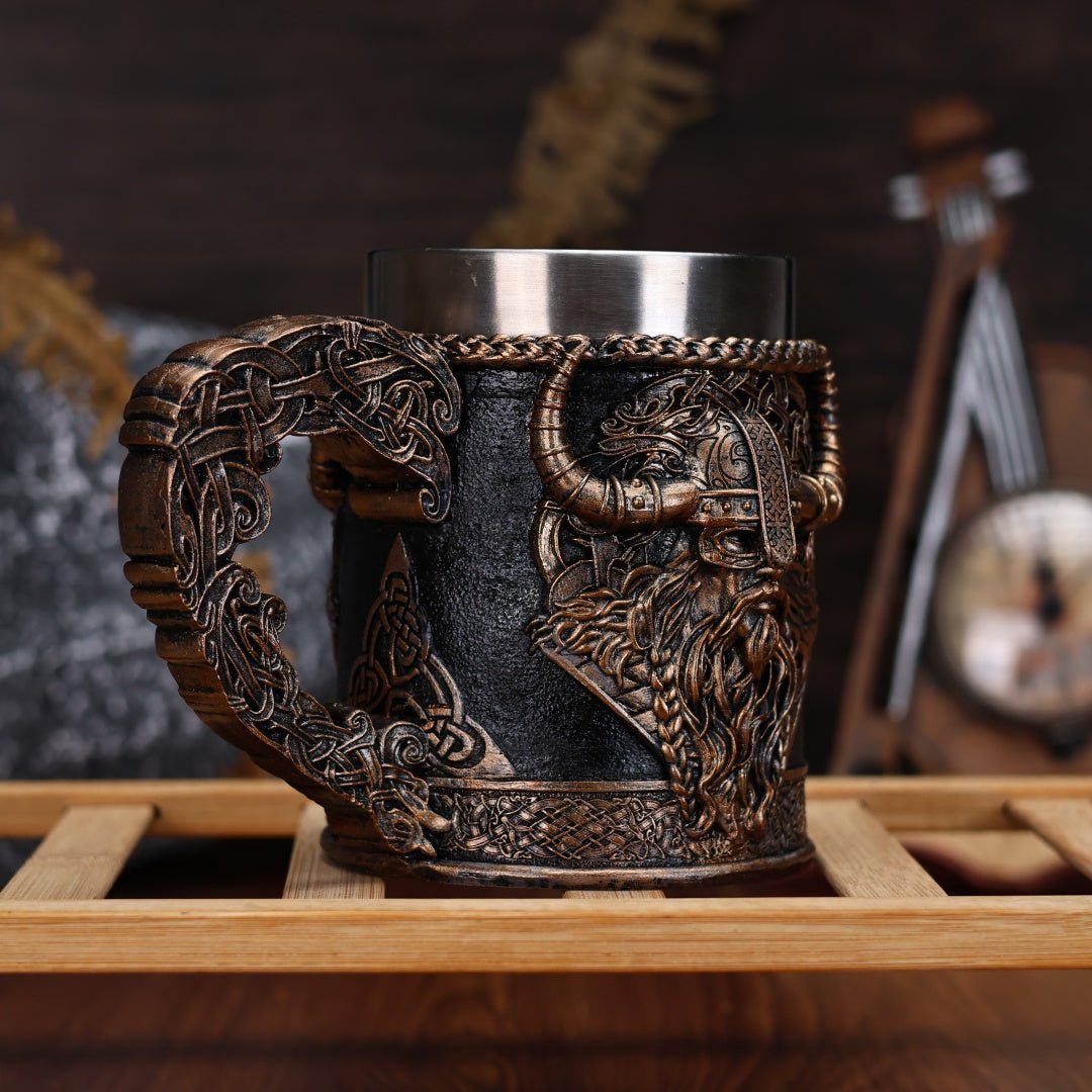 Viking Vintage Stainless Steel Mug – Durable Coffee & Milk Cup - Wize - Z