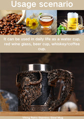 Viking Vintage Stainless Steel Mug – Durable Coffee & Milk Cup - Wize - Z