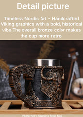 Viking Vintage Stainless Steel Mug – Durable Coffee & Milk Cup - Wize - Z