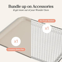 Wonder Oven Essentials Kit | Extra Air Fryer Basket & Nonstick Bake Pan | - Friendly & Oven Safe - Wize - Z