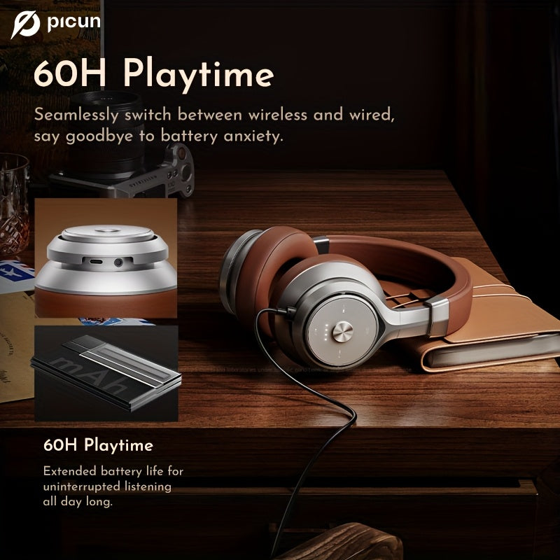 Wireless Over-Ear Headphones, HiFi Stereo, Deep Bass, Foldable Design, 30-Hour Battery, Built-in Mic. Lightweight