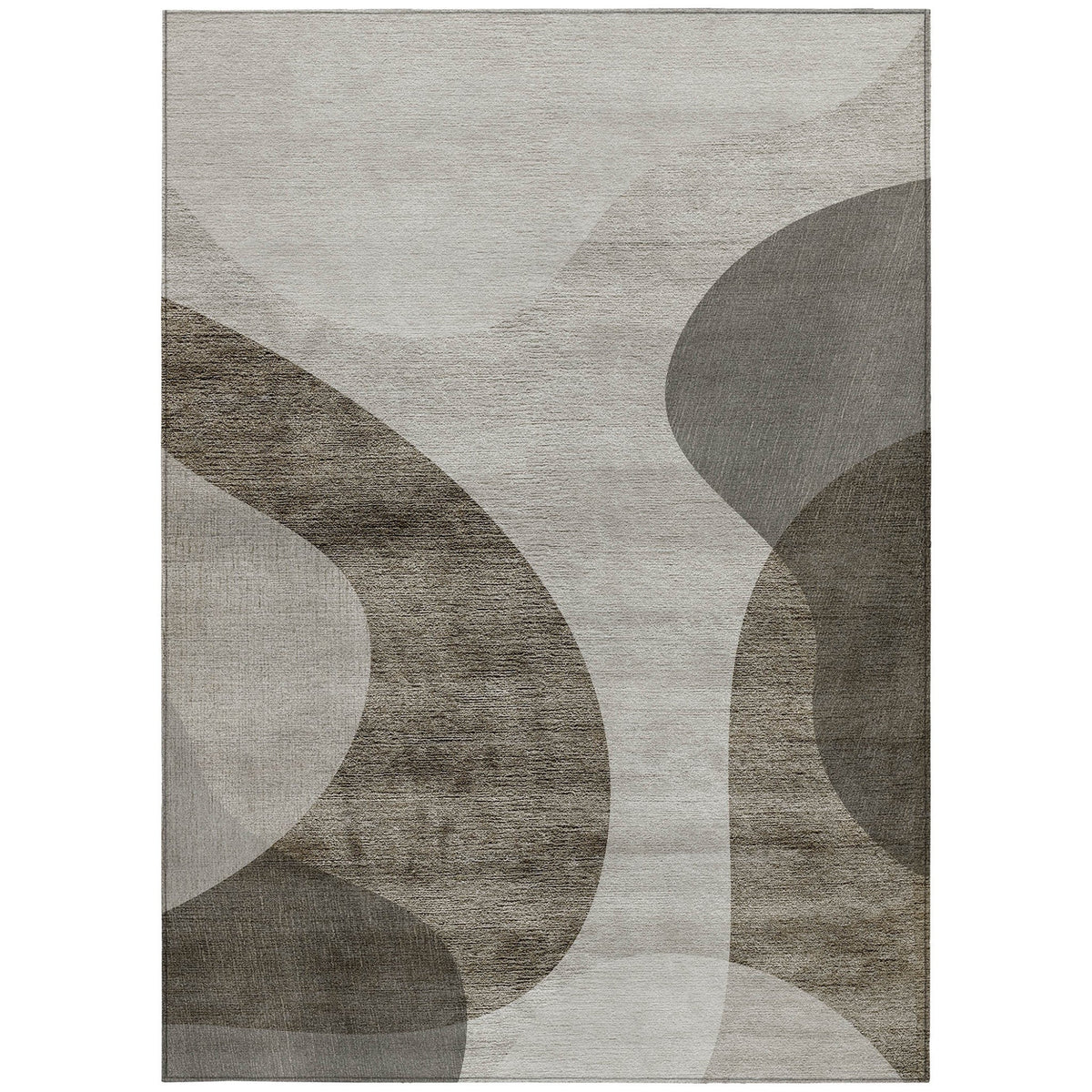 10' X 14' Taupe Beige And Chocolate Abstract Washable Indoor Outdoor Area Rug - Wize - Z