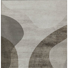 10' X 14' Taupe Beige And Chocolate Abstract Washable Indoor Outdoor Area Rug - Wize - Z