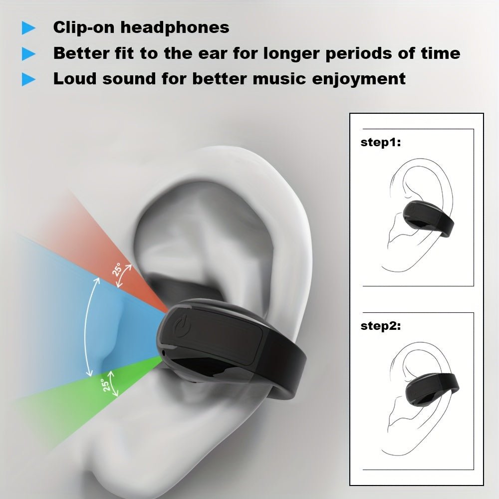 1/2pcs Clip - On Wireless Earbuds with Noise Cancellation, Phone Control, Rechargeable Lithium Polymer Battery, Comfortable Headphone Design for Sports, Camping, And Panoramic Sound Effects, Earbuds Wireless - Wize - Z