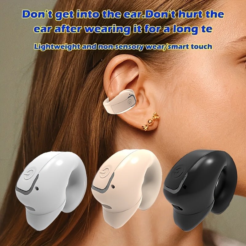 1/2pcs Clip - On Wireless Earbuds with Noise Cancellation, Phone Control, Rechargeable Lithium Polymer Battery, Comfortable Headphone Design for Sports, Camping, And Panoramic Sound Effects, Earbuds Wireless - Wize - Z