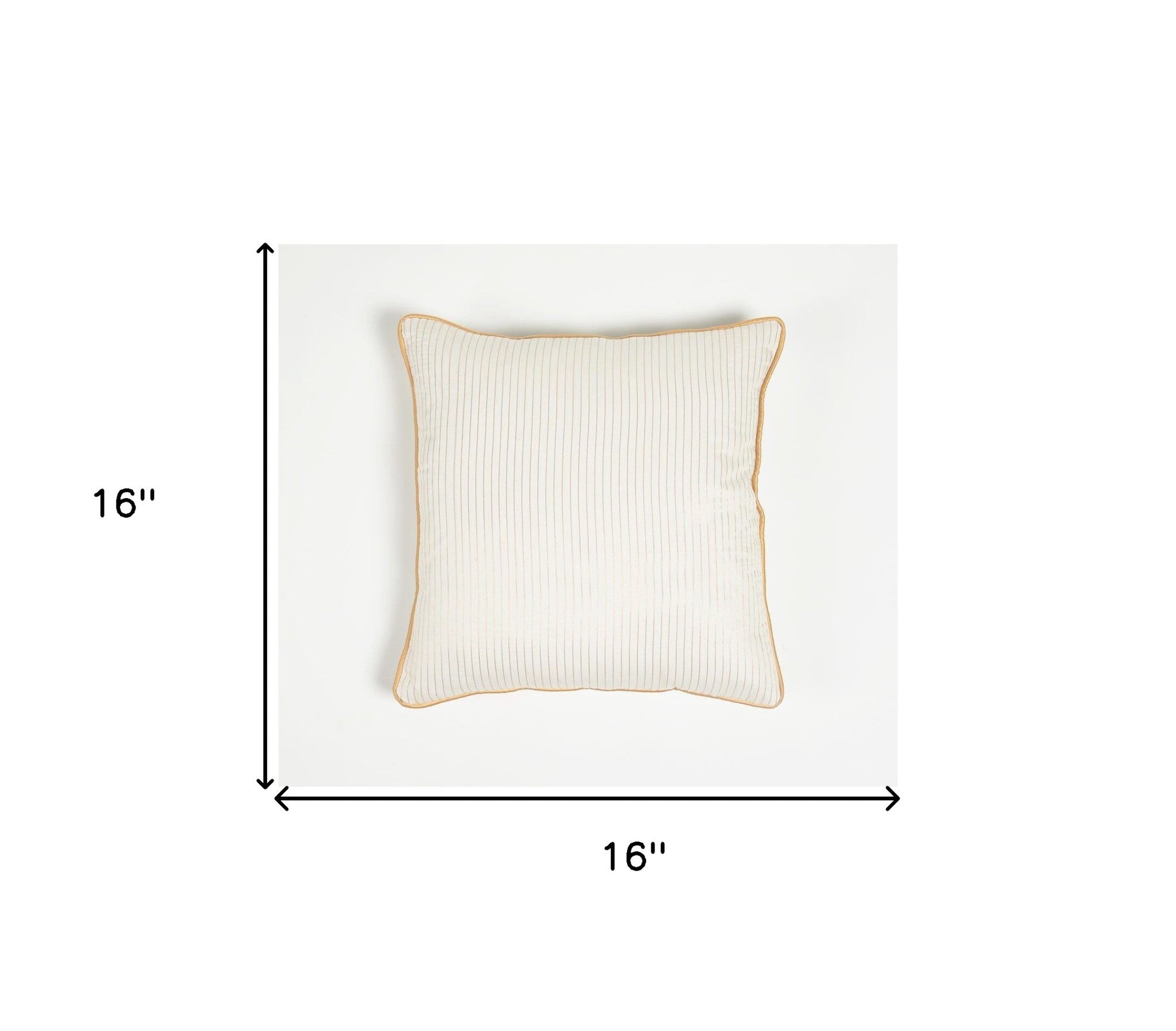 16" Yellow and White Striped Cotton Blend Throw Pillow Cover - Wize - Z