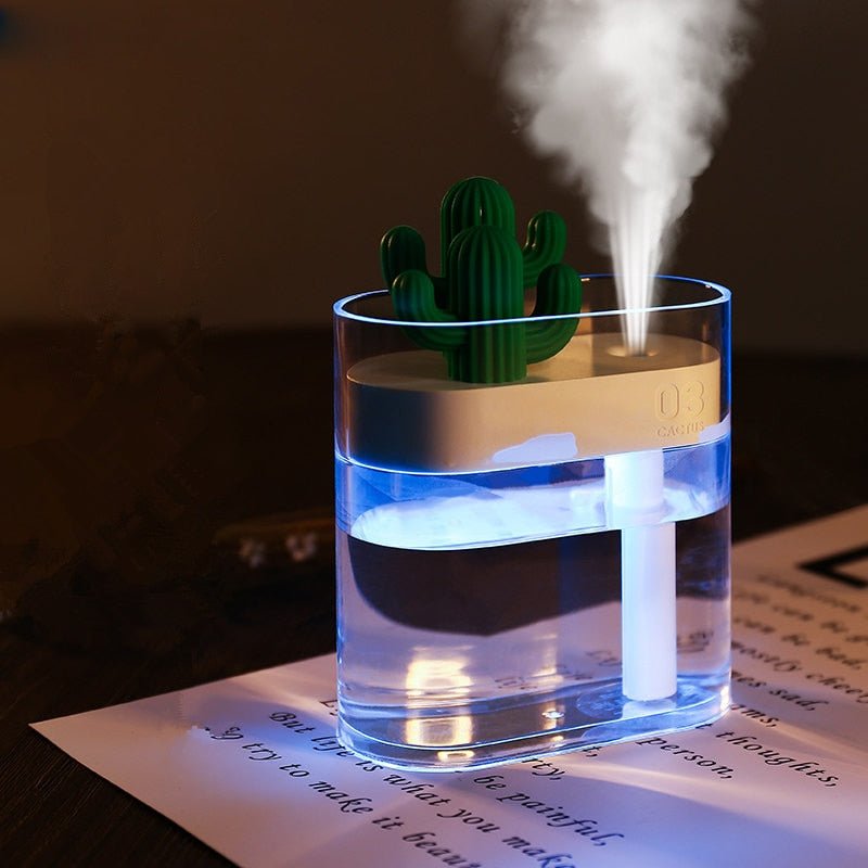 160ML Ultrasonic Air Humidifier Clear Cactus Color Light USB Essential Oil Diffuser Car Purifier Aroma Diffusor Anion Mist Maker - Wize - Z