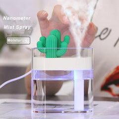 160ML Ultrasonic Air Humidifier Clear Cactus Color Light USB Essential Oil Diffuser Car Purifier Aroma Diffusor Anion Mist Maker - Wize - Z