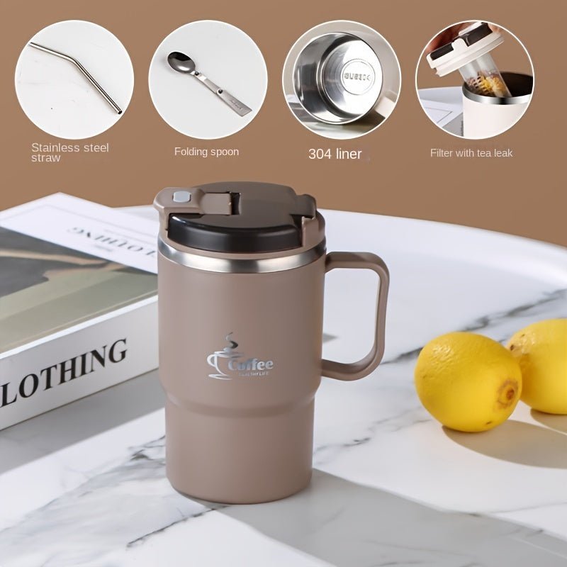 18.6oz Large Capacity 304 Stainless Steel Mug Tea Filter Double Layer Anti - Scalding - Wize - Z