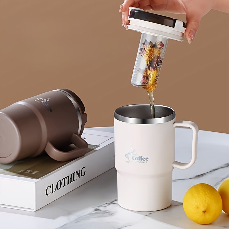 18.6oz Large Capacity 304 Stainless Steel Mug Tea Filter Double Layer Anti - Scalding - Wize - Z