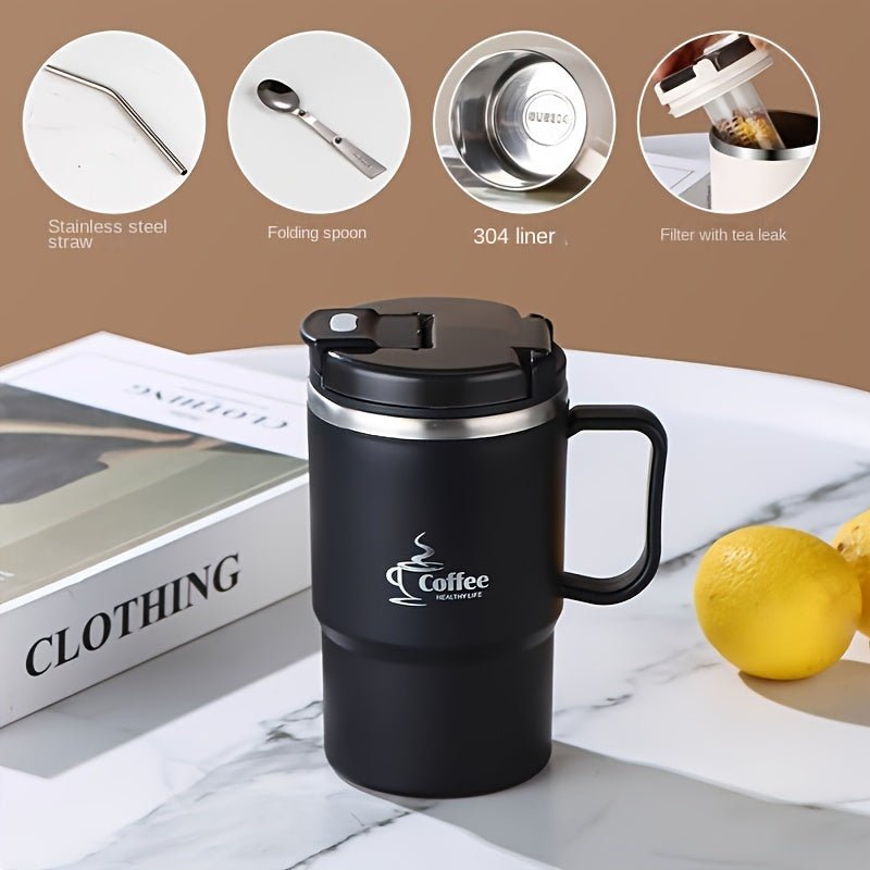 18.6oz Large Capacity 304 Stainless Steel Mug Tea Filter Double Layer Anti - Scalding - Wize - Z