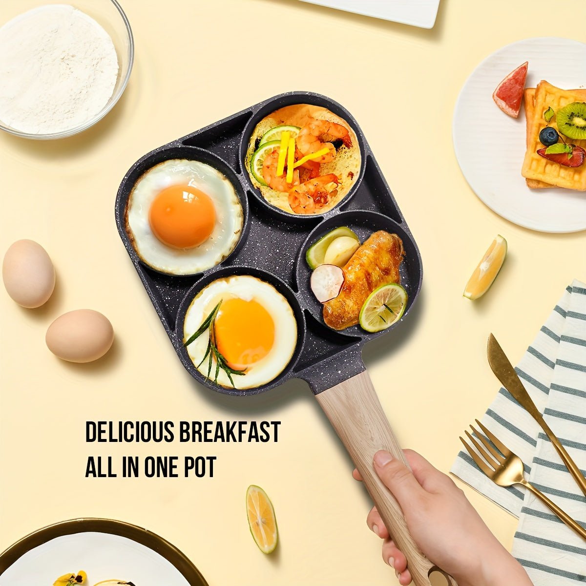 1pc Premium Non - stick Breakfast Skillet For Eggs, Burgers And Omelettes - Wize - Z