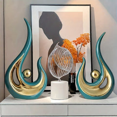 2 pcs Phoenix Mythical Bird Resin Statues - Wize - Z