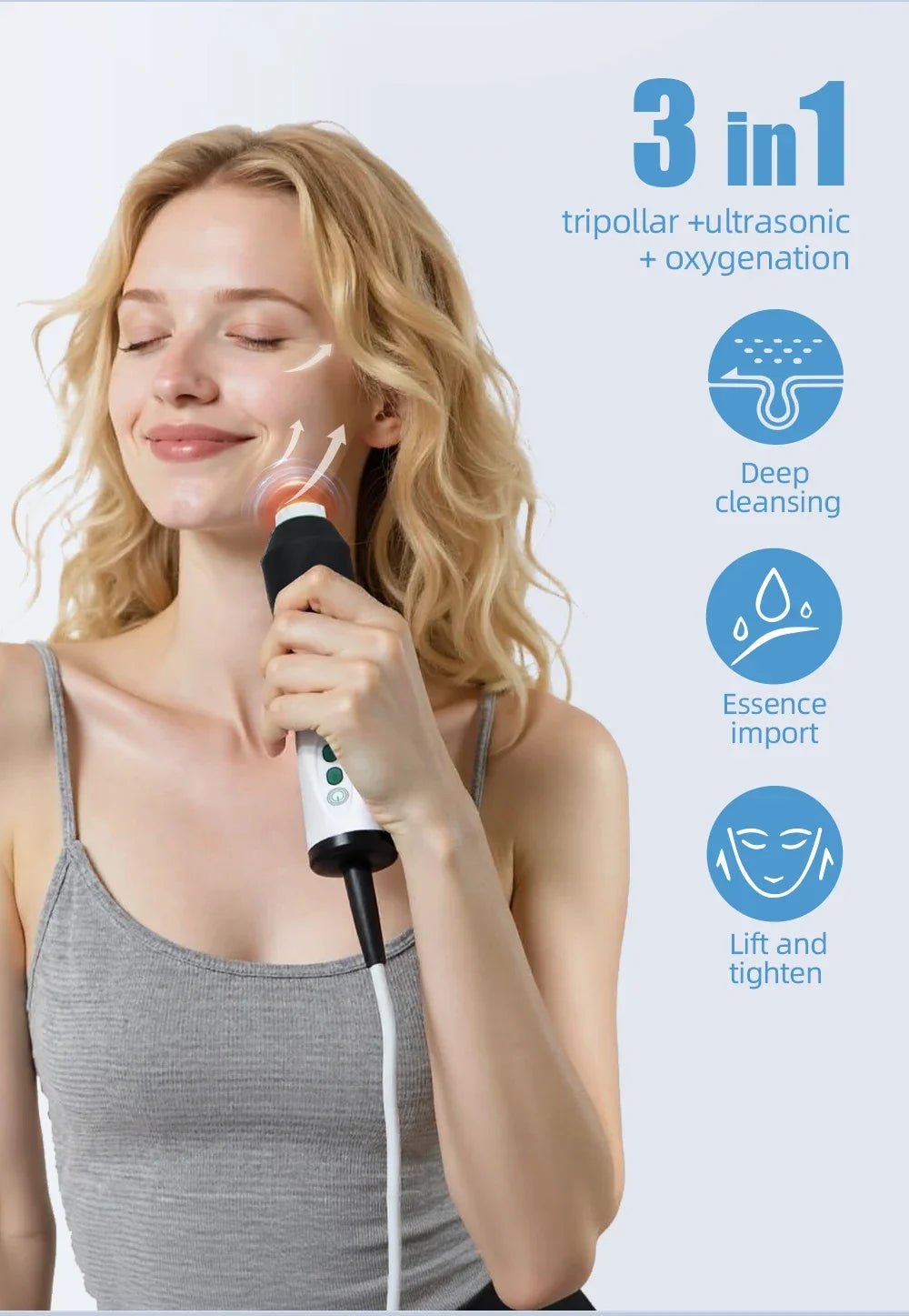 3-in-1 Oxygen Facial Machine for Skin Tightening & Care - Wize-Z