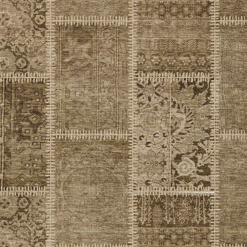 3' X 5' Brown And Beige Patchwork Washable Indoor Outdoor Area Rug - Wize - Z