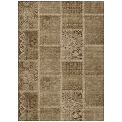3' X 5' Brown And Beige Patchwork Washable Indoor Outdoor Area Rug - Wize - Z