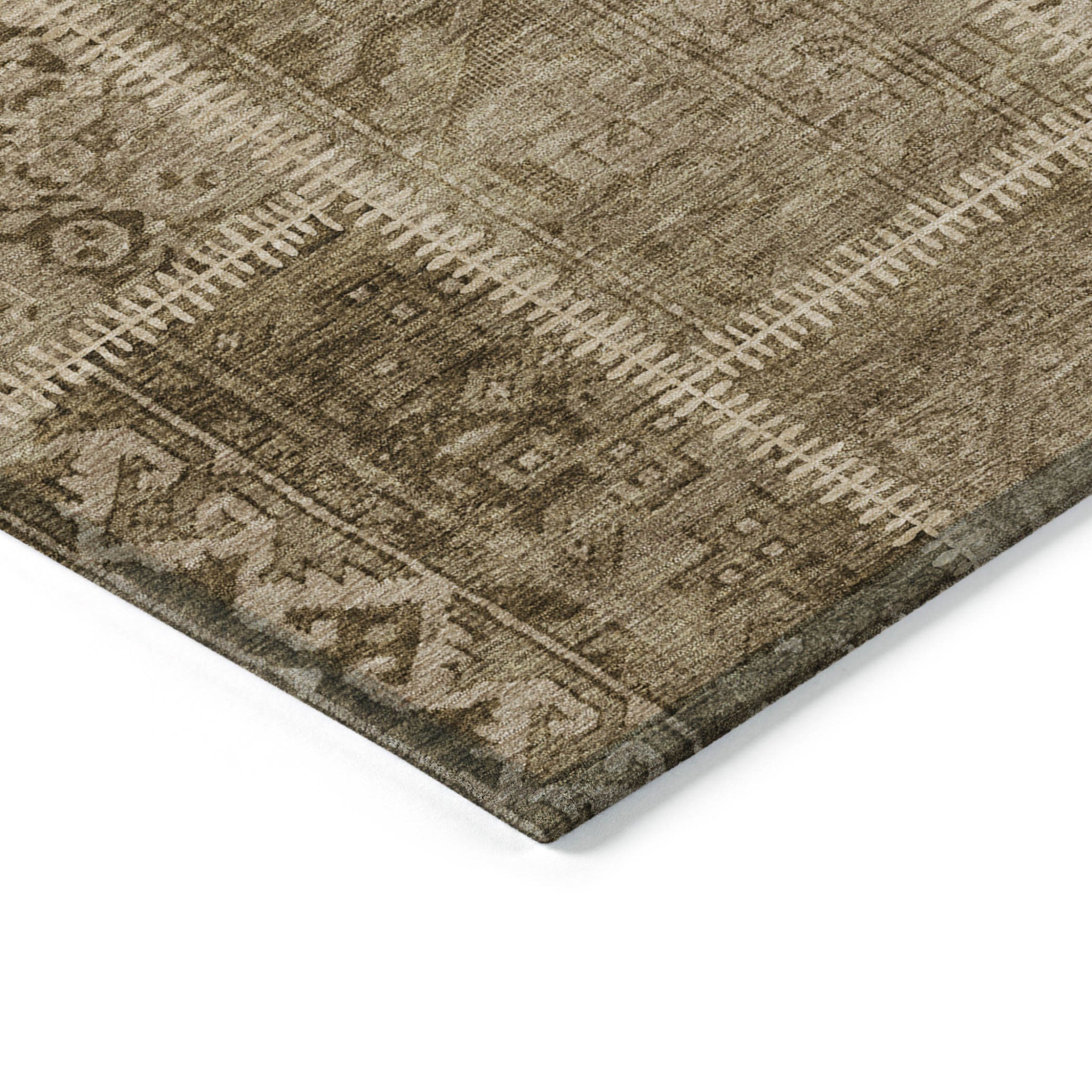 3' X 5' Brown And Beige Patchwork Washable Indoor Outdoor Area Rug - Wize - Z