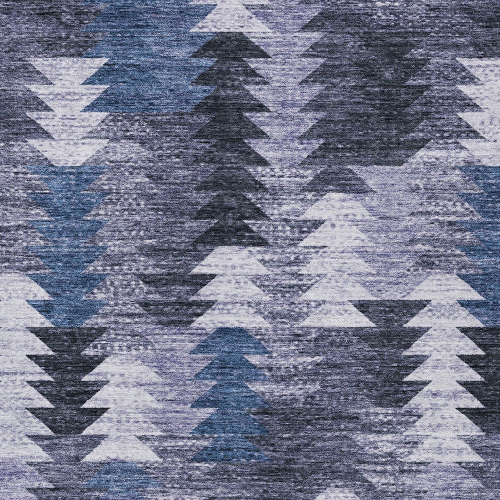 3' X 5' Navy Blue And Sky Blue Southwestern Washable Indoor Outdoor Area Rug - Wize - Z