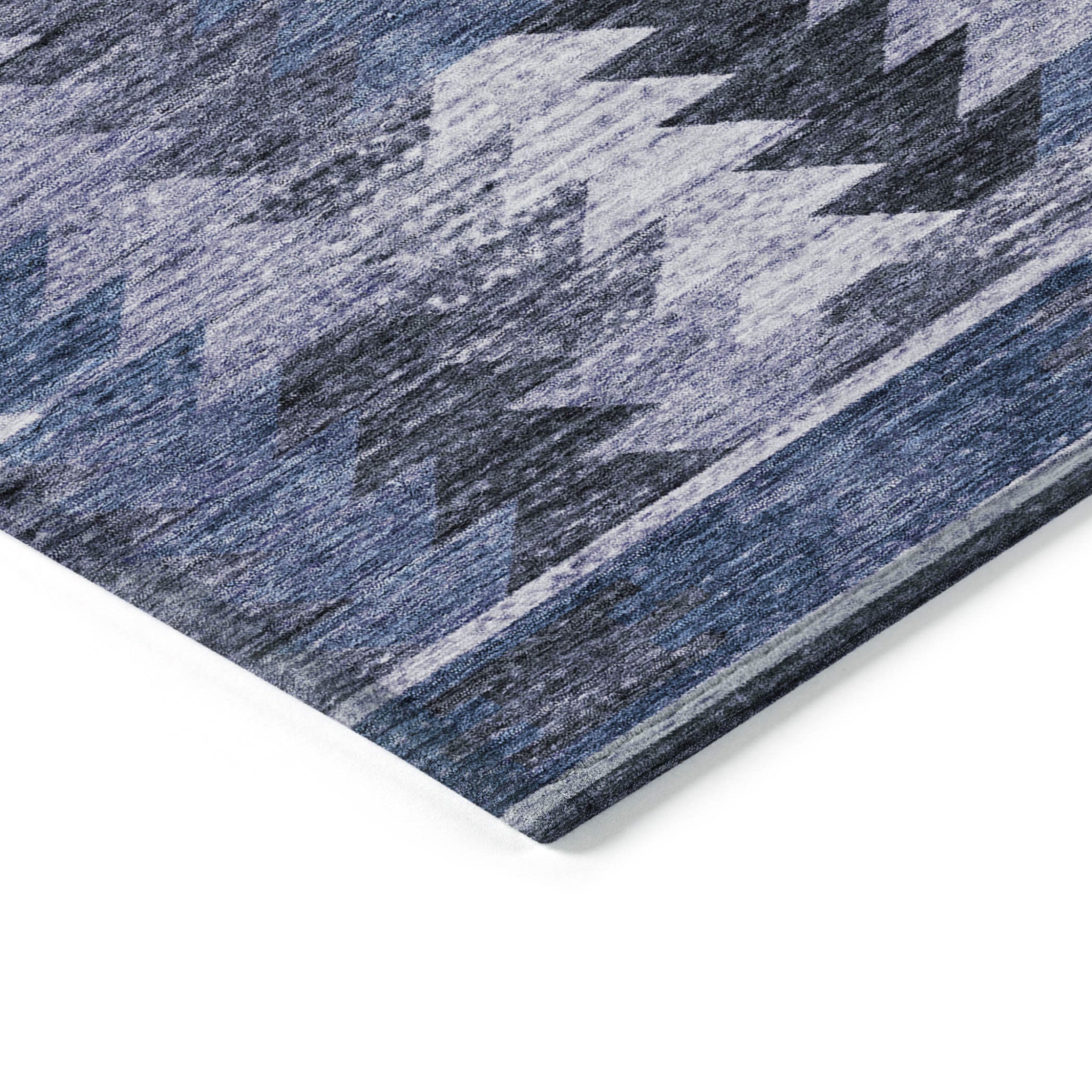 3' X 5' Navy Blue And Sky Blue Southwestern Washable Indoor Outdoor Area Rug - Wize - Z