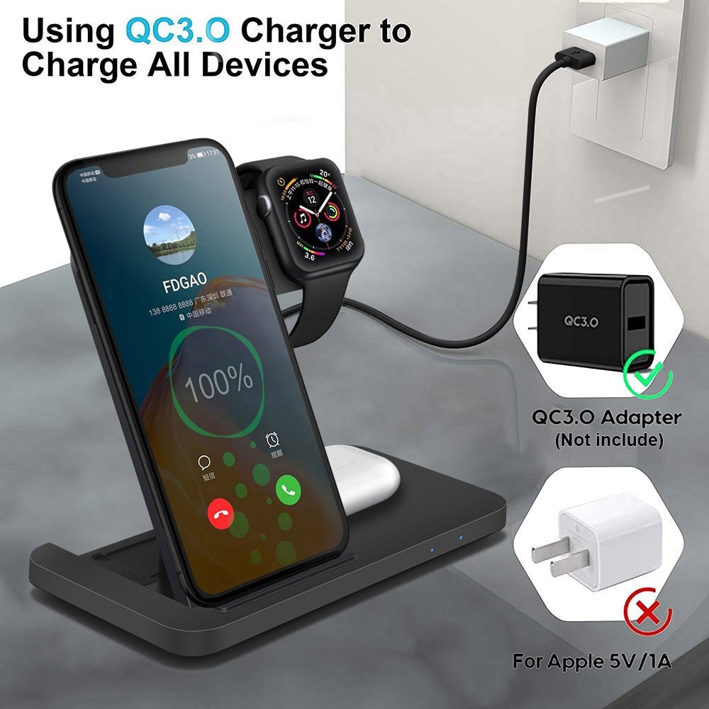 3in1 Wireless Fast Charger Dock Station - Wize - Z