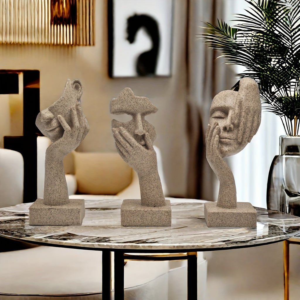 [3pcs Modern Thinker Statues] Modern Abstract Resin Sculpture - Wize - Z
