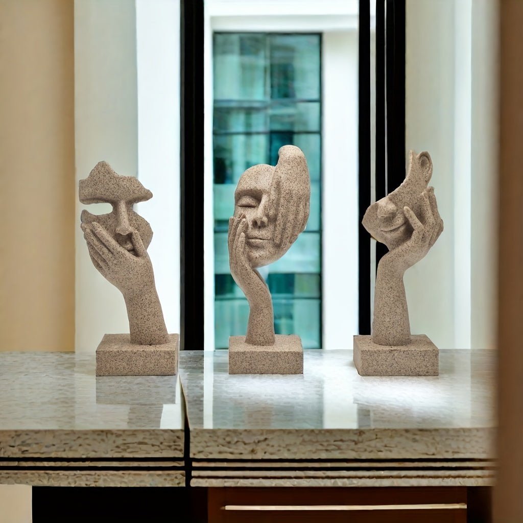 [3pcs Modern Thinker Statues] Modern Abstract Resin Sculpture - Wize - Z