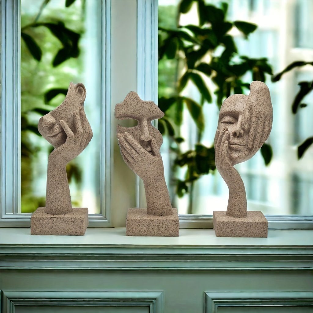 [3pcs Modern Thinker Statues] Modern Abstract Resin Sculpture - Wize - Z
