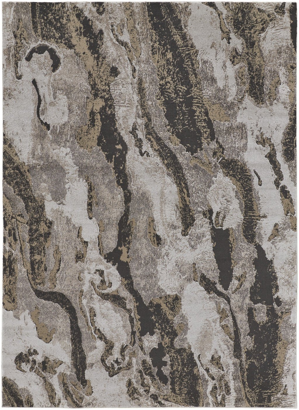 4' X 6' Brown and Ivory Abstract Power Loom Distressed Area Rug - Wize - Z