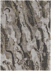 4' X 6' Brown and Ivory Abstract Power Loom Distressed Area Rug - Wize - Z
