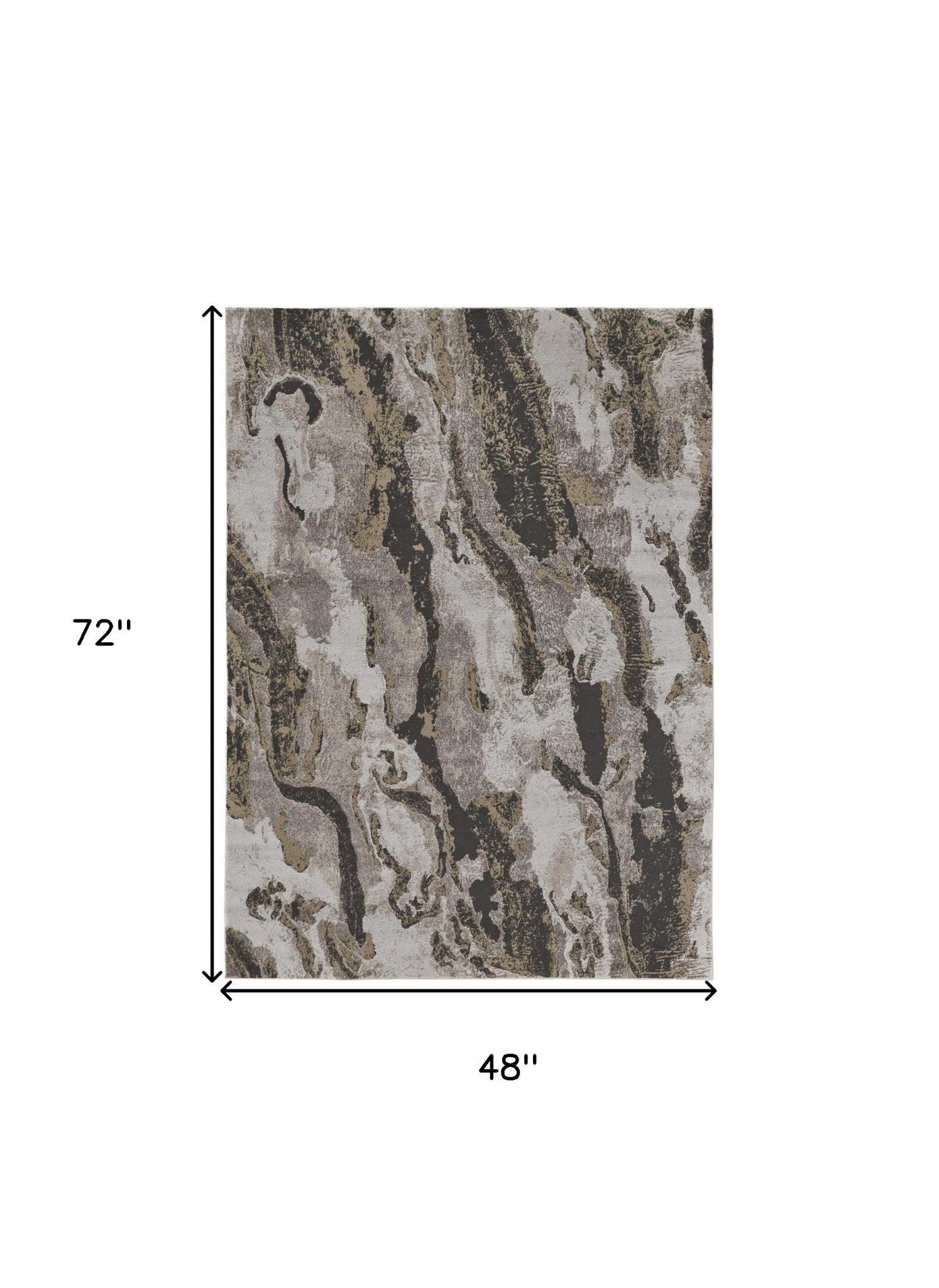 4' X 6' Brown and Ivory Abstract Power Loom Distressed Area Rug - Wize - Z
