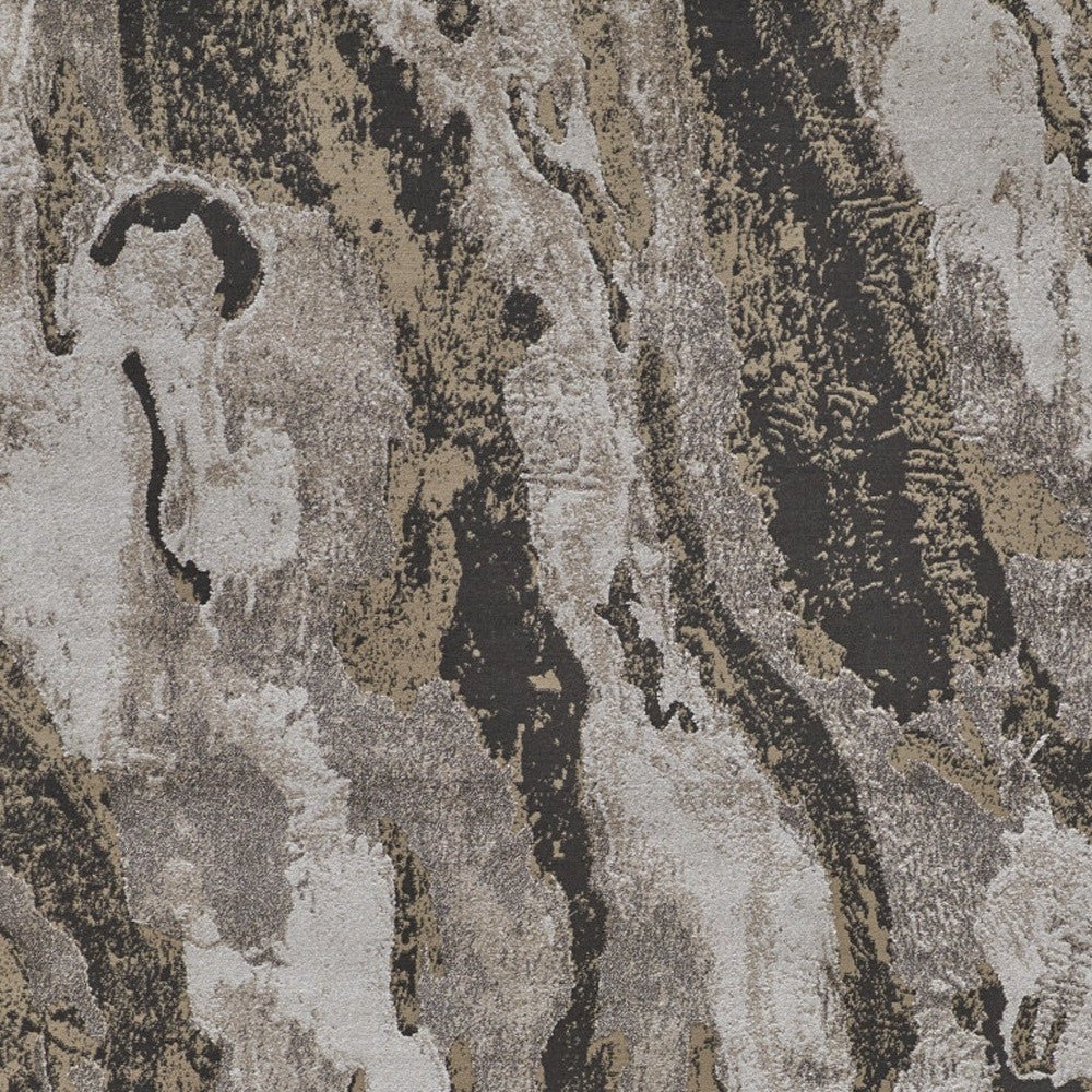 4' X 6' Brown and Ivory Abstract Power Loom Distressed Area Rug - Wize - Z