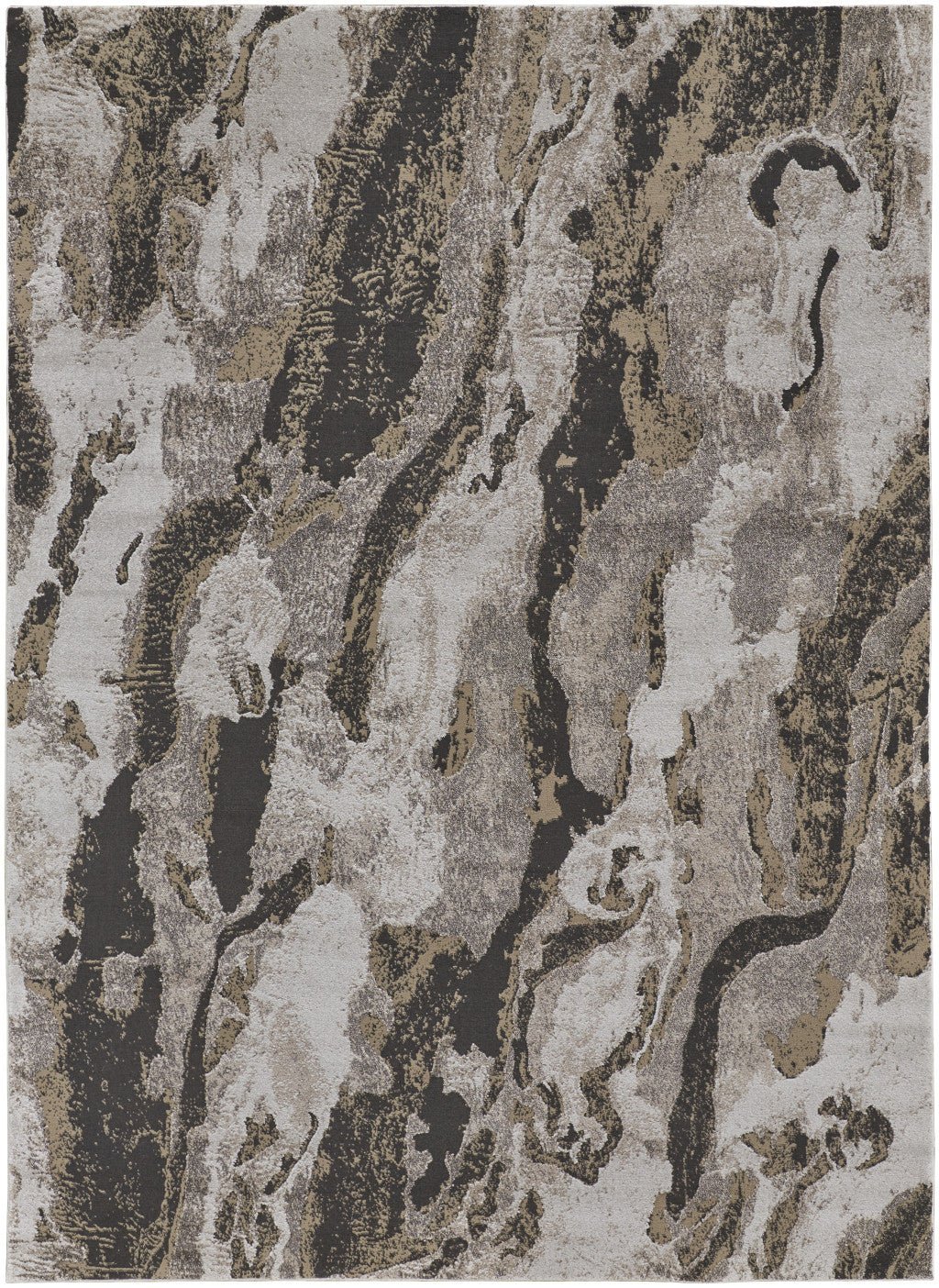 4' X 6' Brown and Ivory Abstract Power Loom Distressed Area Rug - Wize - Z