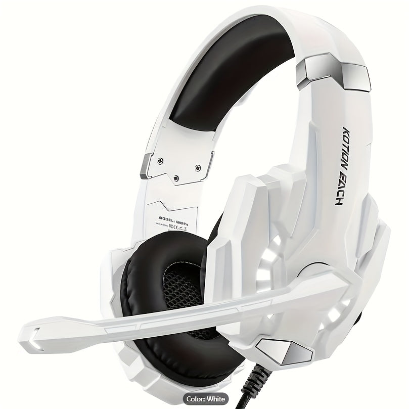 Gaming Headset with LED Lights & Microphone - Noise-Cancelling Surround Sound