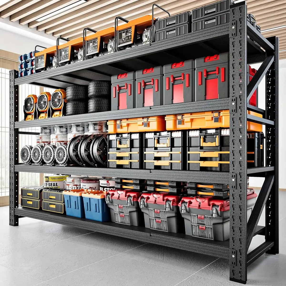 5000LBS Storage Shelves,71" W Garage Shelving Heavy Duty Metal - Wize - Z