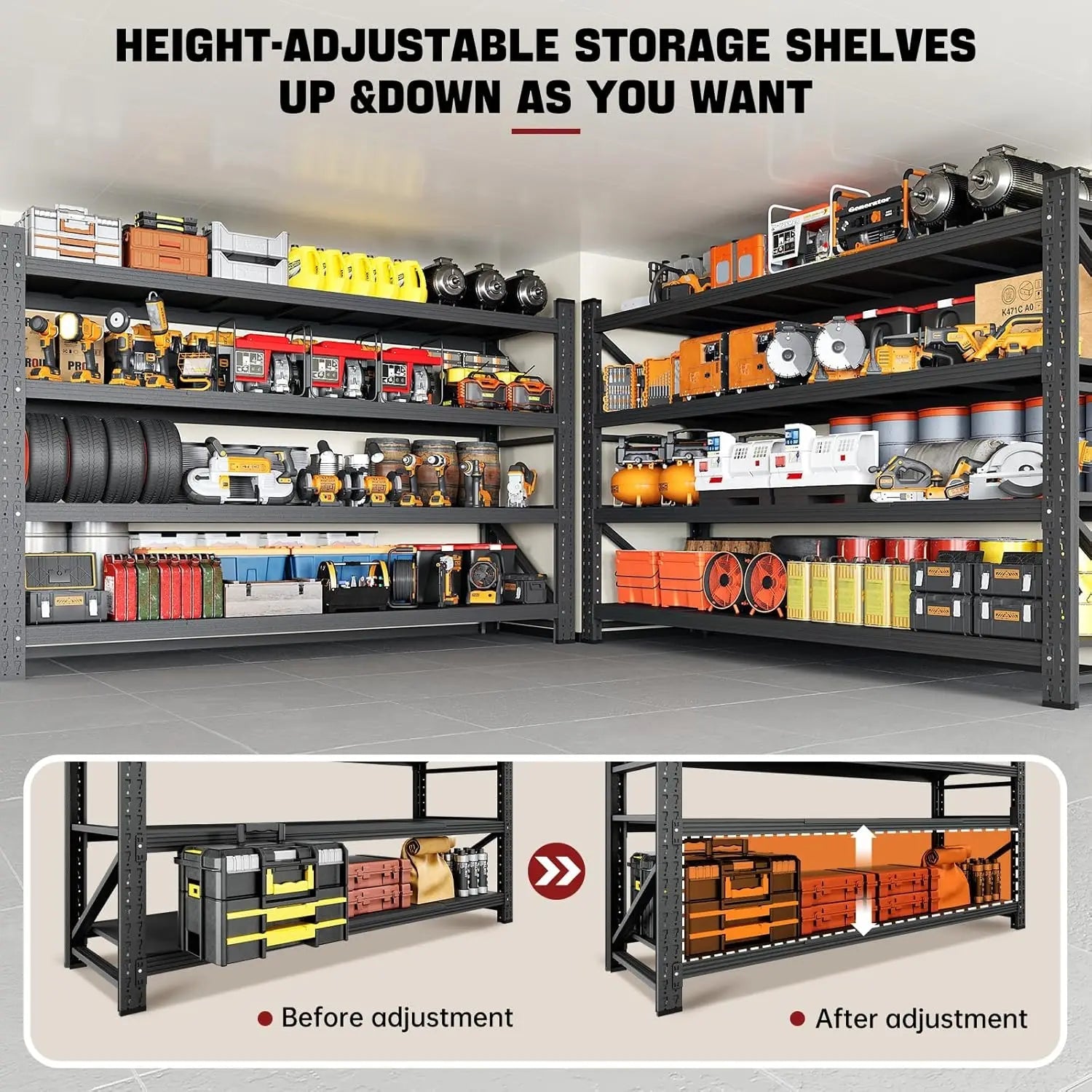 5000LBS Storage Shelves,71" W Garage Shelving Heavy Duty Metal - Wize - Z